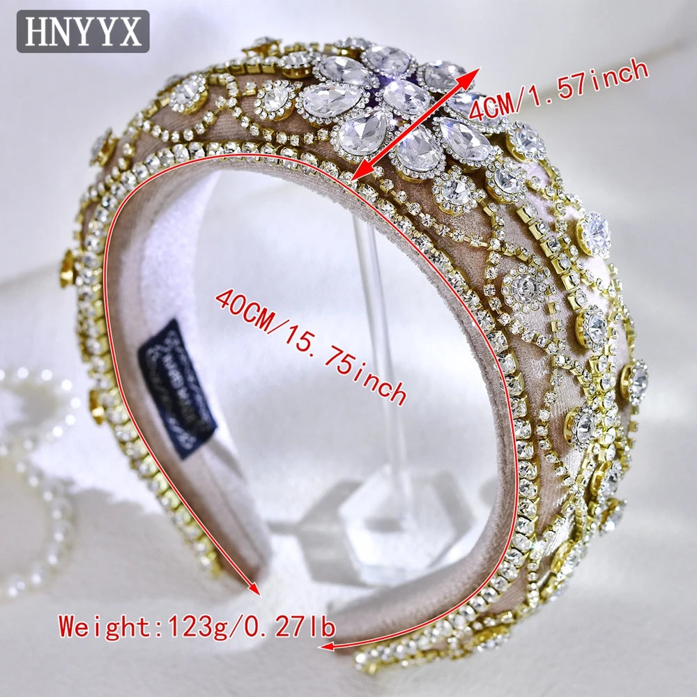 Baroque Rhinestone Hair Accessories Thickened Sponge Headband