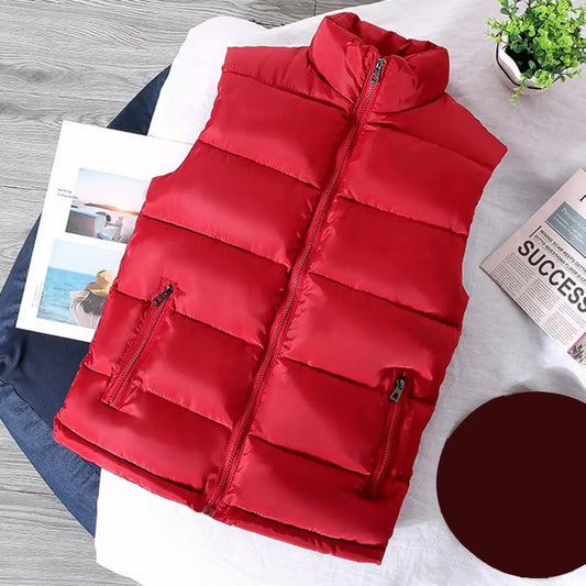 Men Vest Jacket  Slim Fit Stand Collar Sleeveless Puffer Jackets
