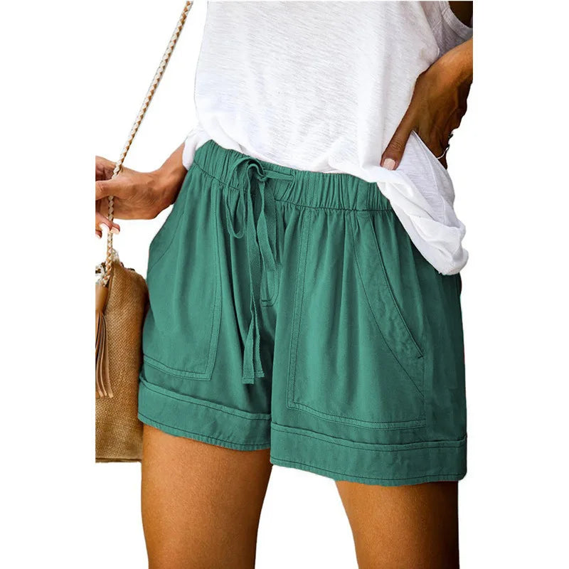 Casual Shorts for Women High Waisted Lace Up Wide Leg Pants
