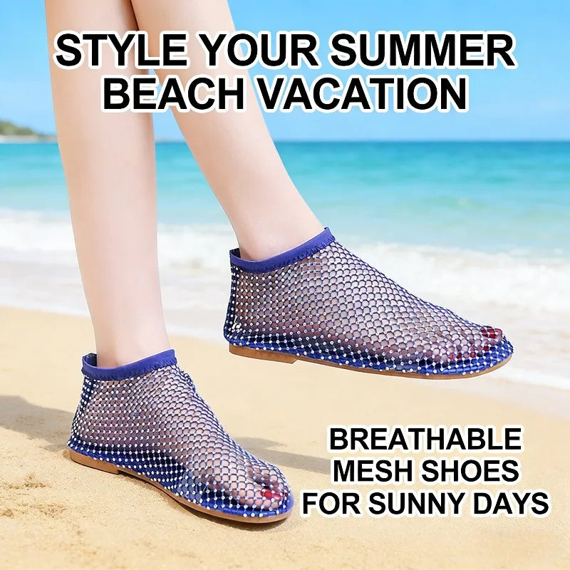 Women Summer Flats  Luxury Rhinestone  Sandals
