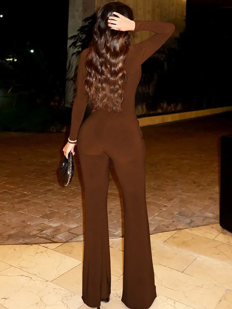 Solid Women Jumpsuits Overalls Wide Leg Pants