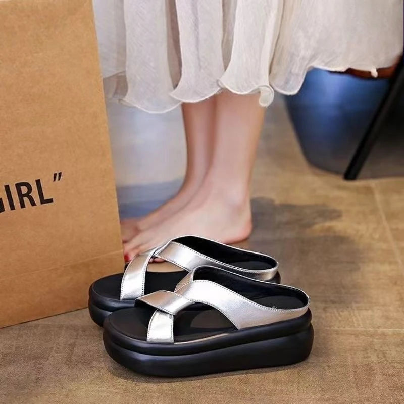 Women's Beach Sandals Thick Bottom Soft Sole Dress Fashionable Outdoor Slippers