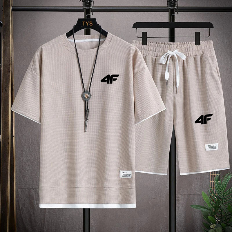 Men's sportswear set, new summer style casual short-sleeved T-shirt + shorts