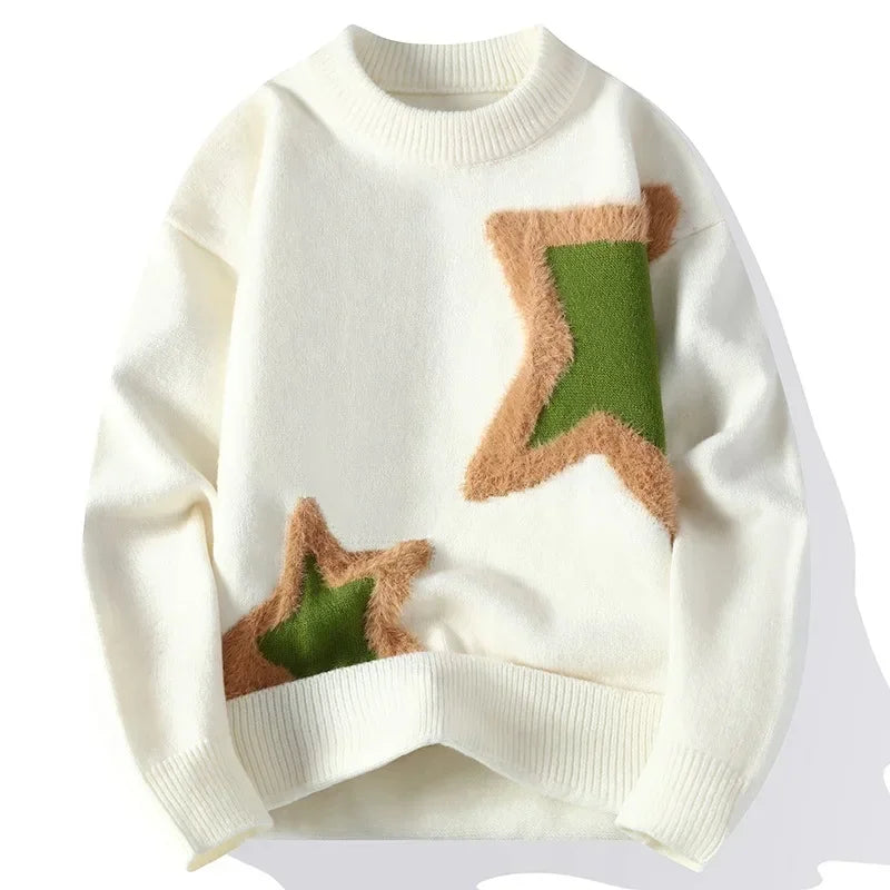 Men Streetwear O-neck Knitted Pullovers Outwear