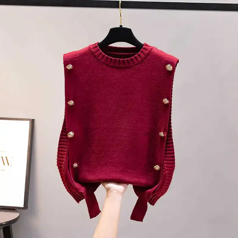 Black Knit Tops For Woman Round O Neck Women's Sweater