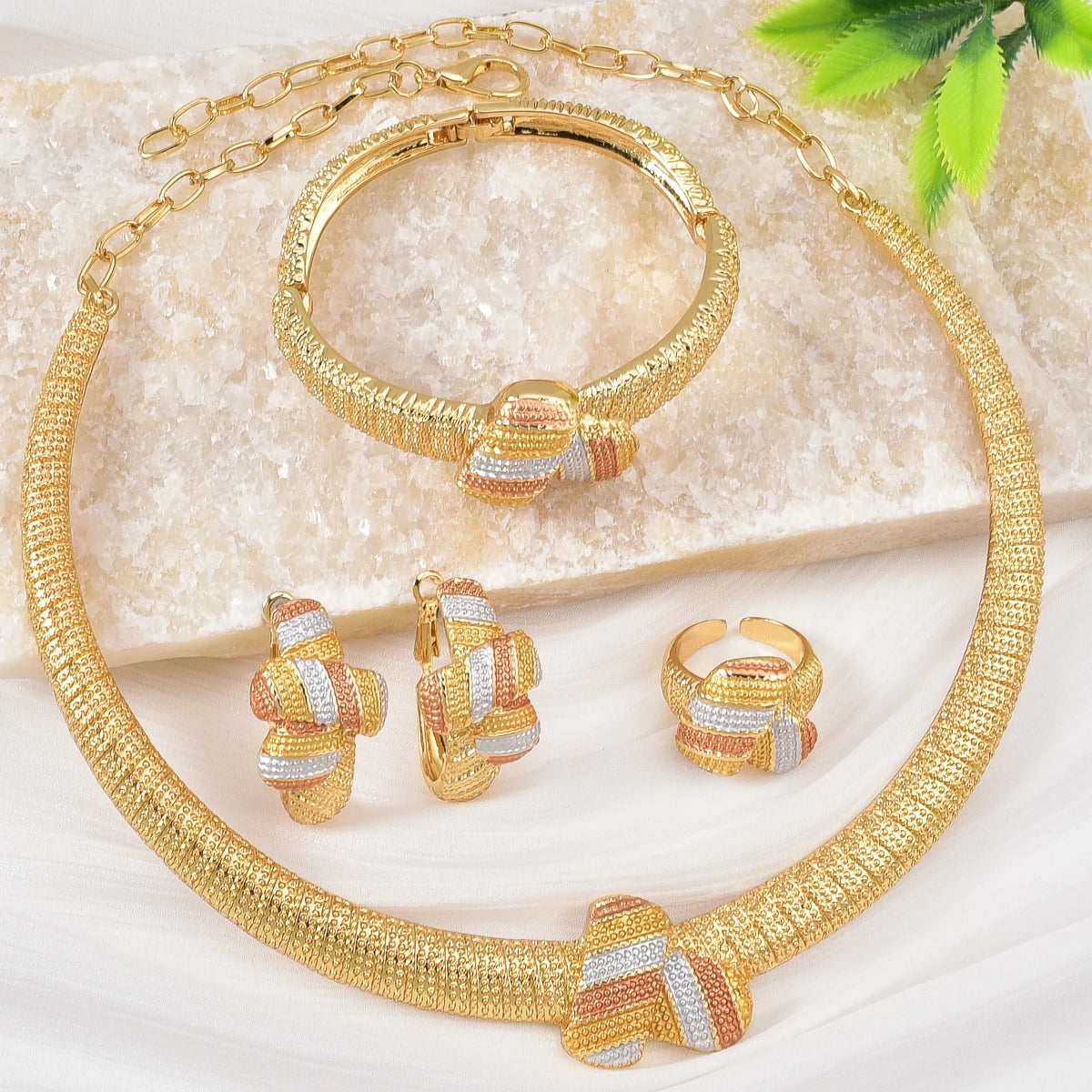 4pcs Women's Jewelry Set Colorful Bow Collar