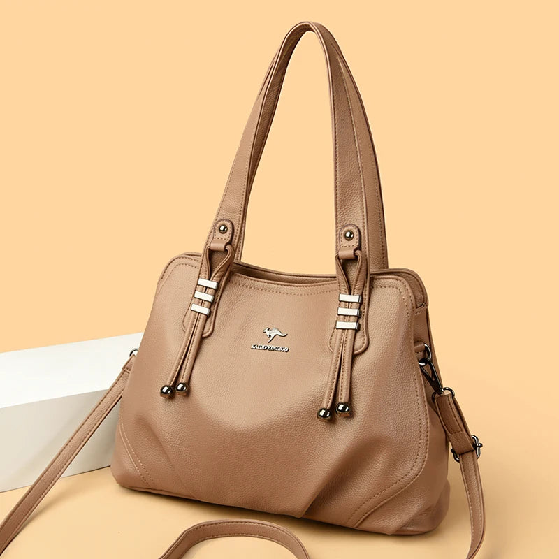 Genuine Soft Leather Handbags for Women Vintage Shoulder Tote Bag Luxury