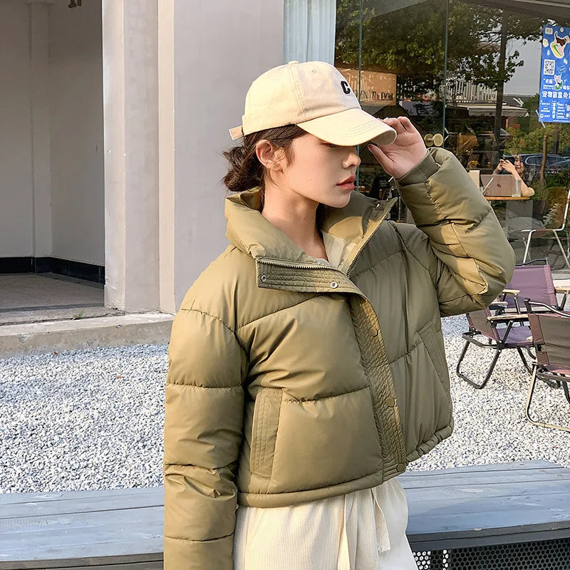 Winter Women Clothes Cropped Jackets Parkas
