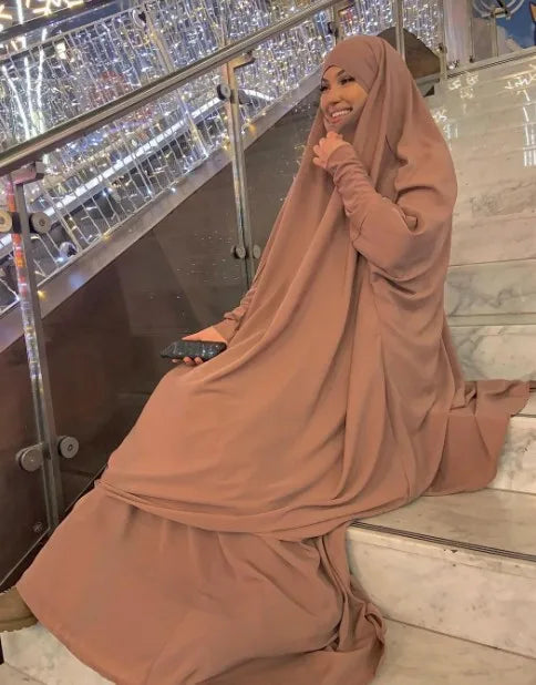 Ramadan Abayas Sets  2 Piece Set Women Hijab Dress Prayer Garment