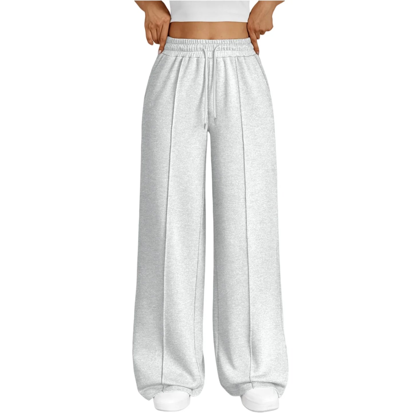 Wide Leg  Fleece Lined Sweatpants Plain Fitness Joggers