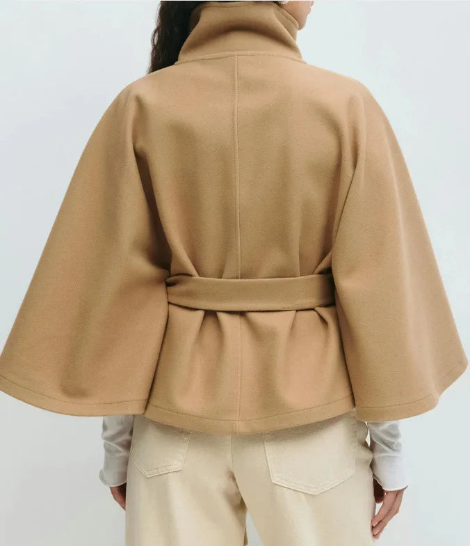 Women'S Slim Turtleneck Coat Short Solid Color Outerwear