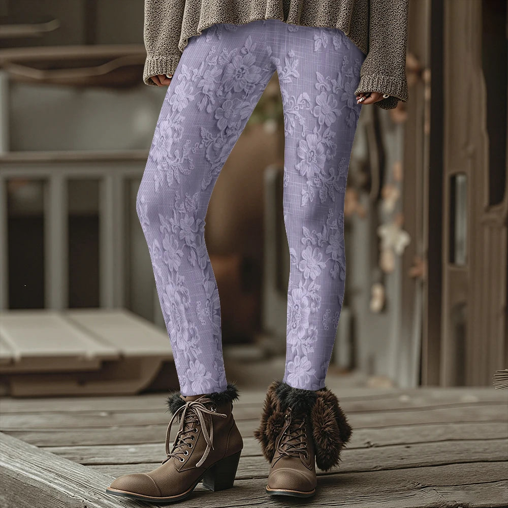Women's Bright Pink Lily  Leggings