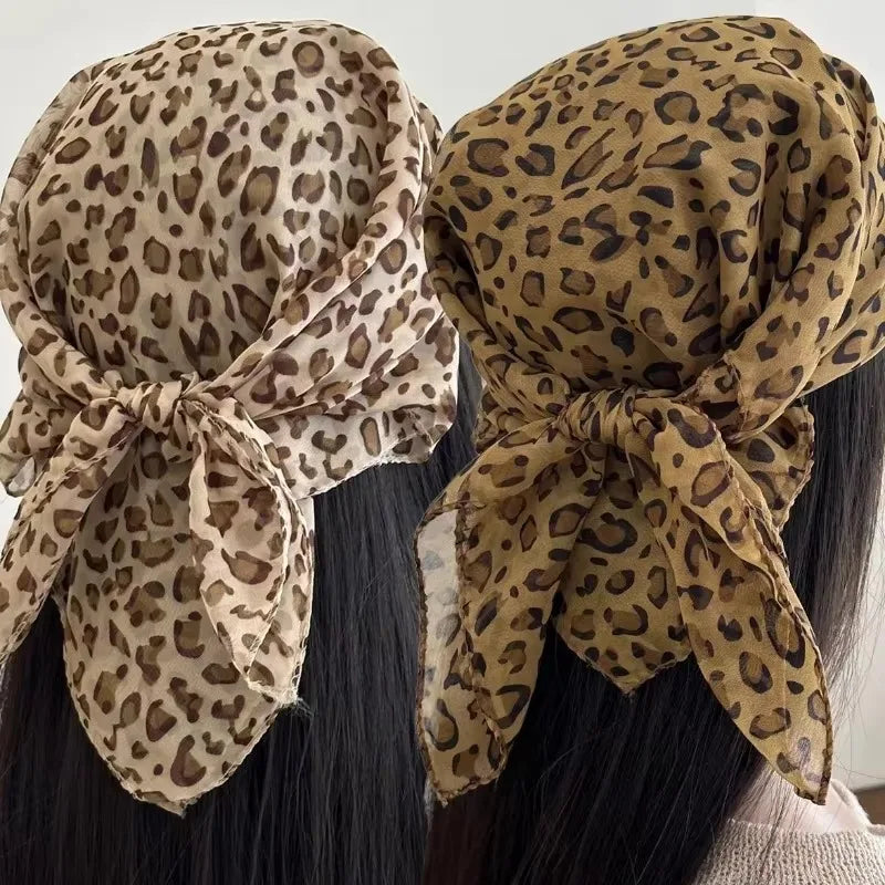 Vintage Leopard Print Square Scarf Women