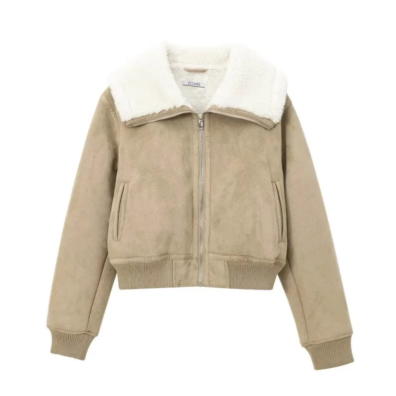 Winter  Wool Blend Coat Outerwear Leather & Fur Hot Coat For Women