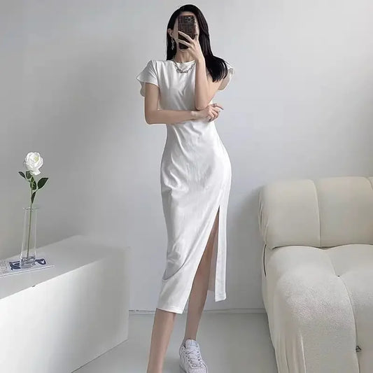 White Chic and Elegant Pretty Casual Women's dress
