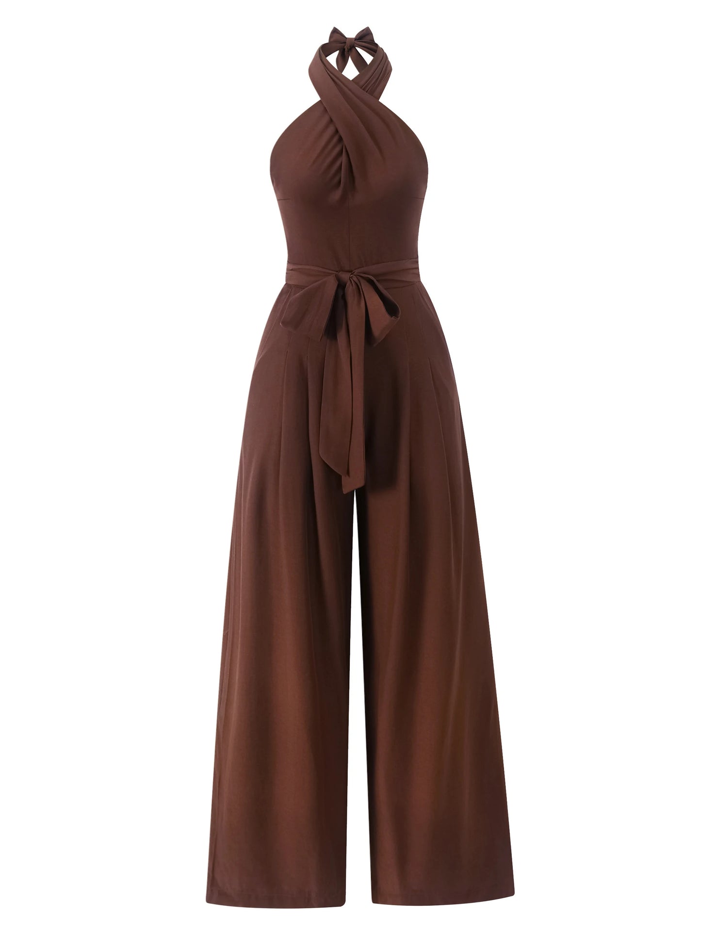 Fashion Sexy Jumpsuit  Halter Neck Wide Leg One-Piece
