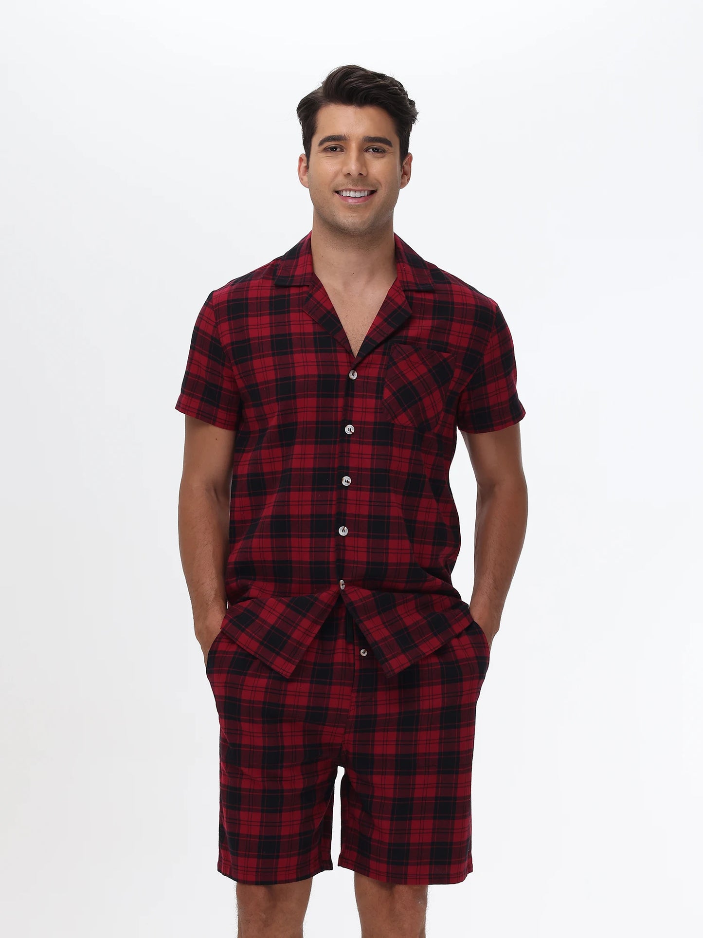 Men Summer Short Pajama Set Breathable Crop Pajama Short Sets Bottoms & Tops