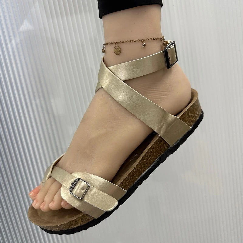 Women's Sandals  Buckle Strap Ladies Shoes Ankle Calf Straps
