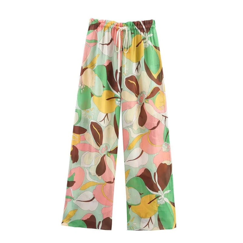 Women 2 Pieces Sets Floral Printed Shirt