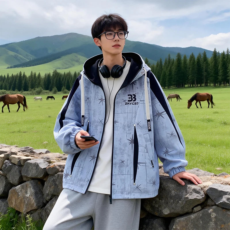Hooded JacketLoose Fit Casual Coat  Versatile Wear for Teens Students