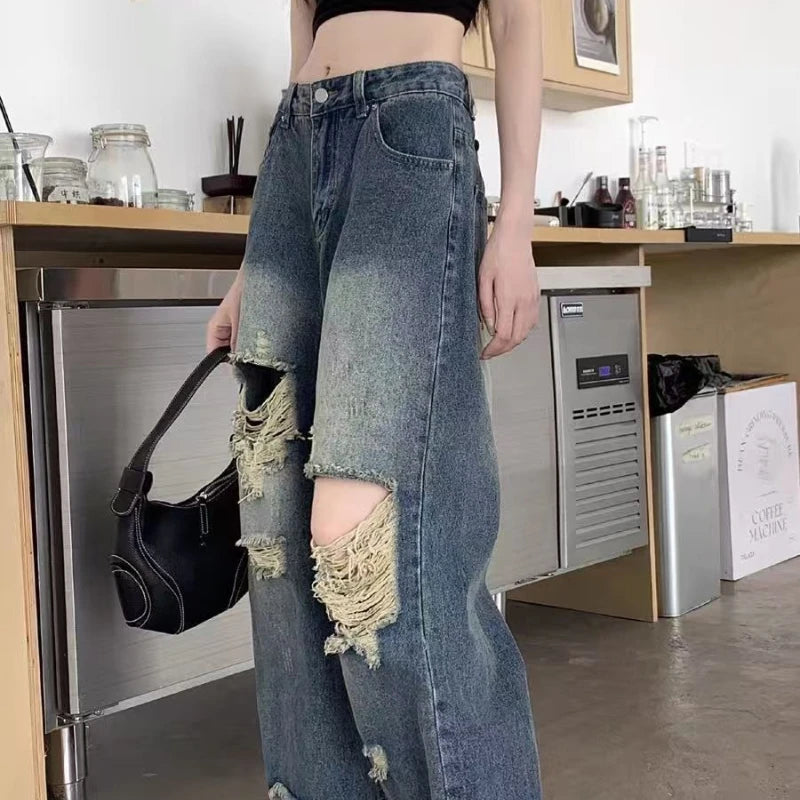 Casual Denim Jeans Vintage Straight Trousers