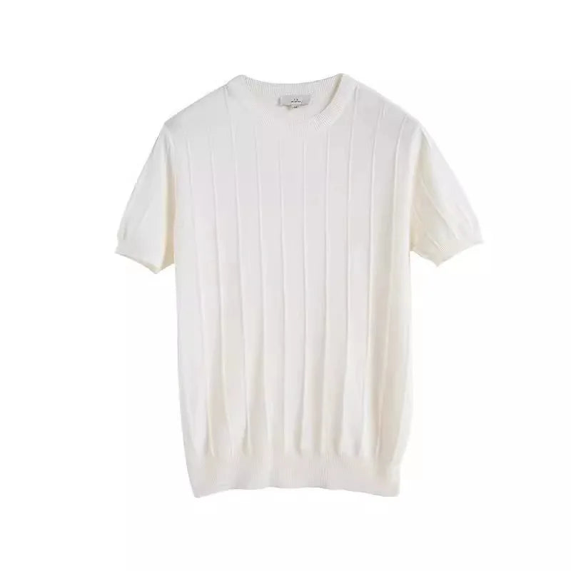 Knitted T-shirt Men  New Round Neck Thin Wool Bottoming Shirt