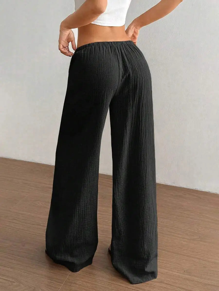 Womens Low Rise Palazzo Pants Casual Straight Long Pants