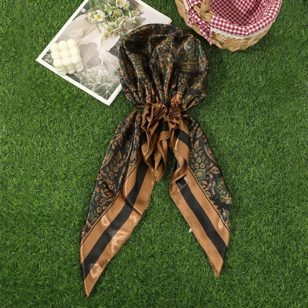 Fashion Leopard Print Print Turban Hat Elegant Thin Satin Head Scarf
