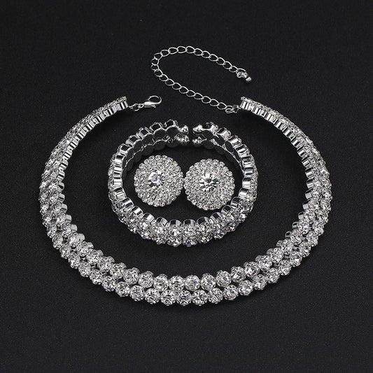 Women's Jewelry Set Rhinestone Earrings Necklace Bracelet