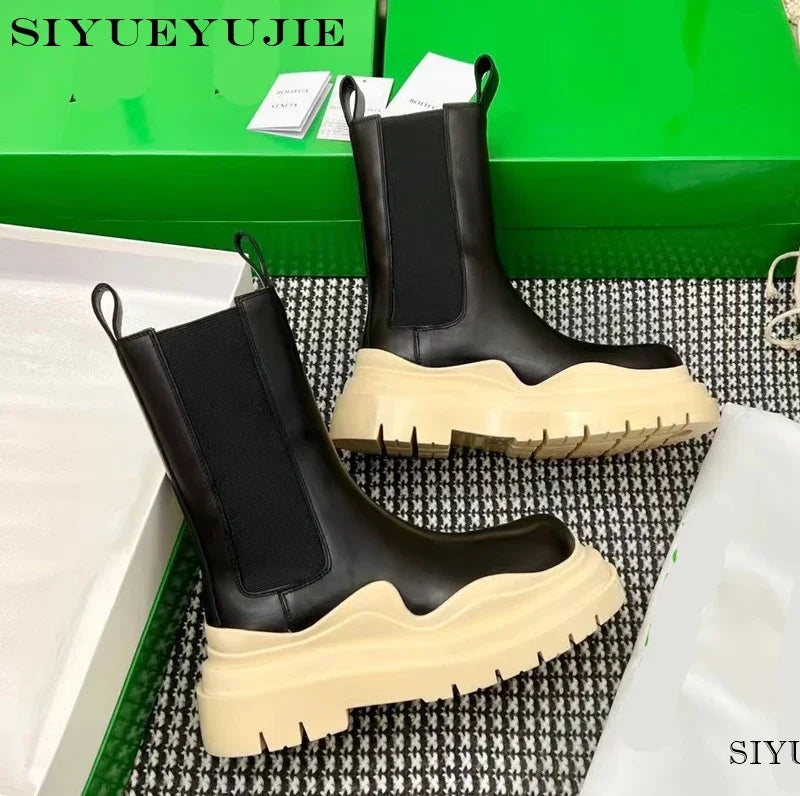 Chelsea Boots for Women Leather flat Ankle Booties