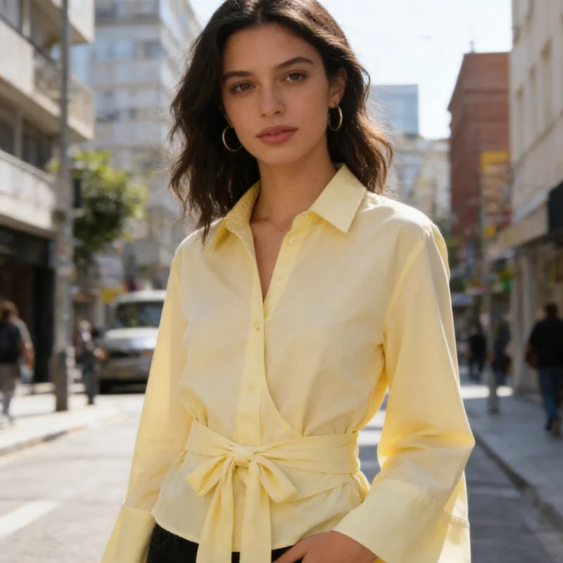 Front Blouse Single-Breasted Elegant Workwear Daily Casual Shirt | Trendy Tailored Design