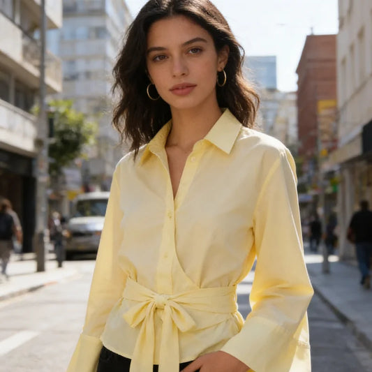 Front Blouse Single-Breasted Elegant Workwear Daily Casual Shirt | Trendy Tailored Design