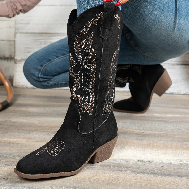 Women Boots  Comfortable Shoes High Chunky Heel Pointed Toe Women Shoes