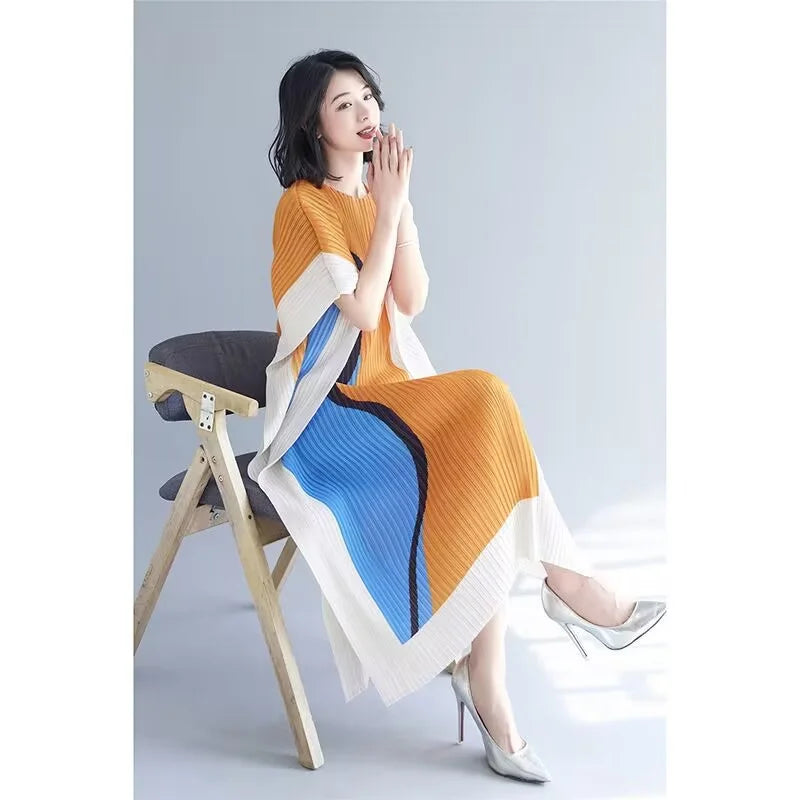 Dresses Miyake Pleated new Summer Fashion Age-reducing French Dress