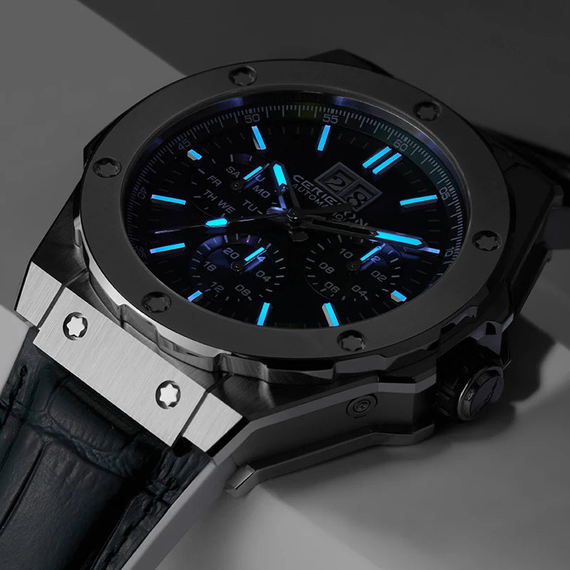 Mechanical Watches for Men Sport Analog Automatic Wristwatches with Silicone Strap Stainless Steel Waterproof