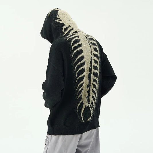 Men's American Lazy-Style Sweater: Hooded Loose Knitwear with Unique Design