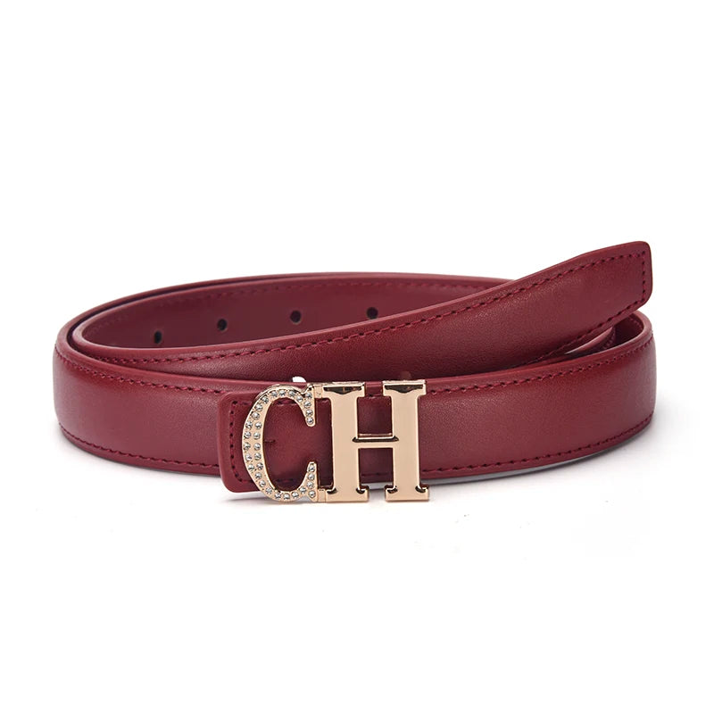 Women's Automatic Buckle Belt Simple And Fashionable Women's Casual Pants