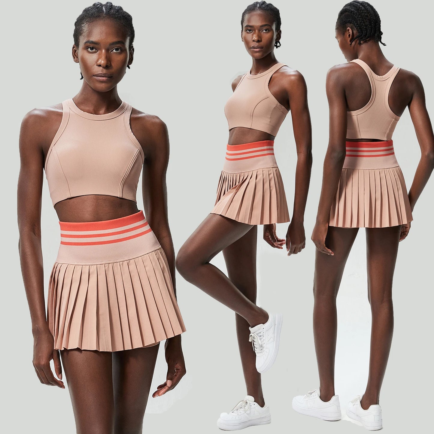 Women Tennis Set 2PCS Sexy Bra High Waist Sports Golf Skirts