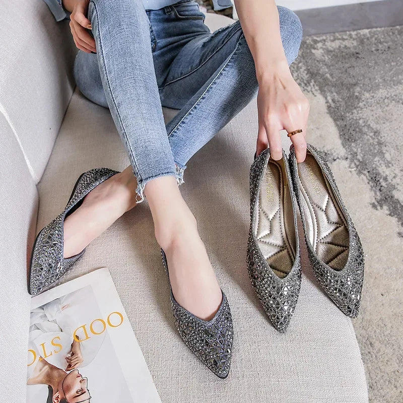 Women's Ballet Flats  Rhinestones Flat Casual Loafers