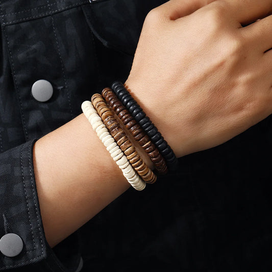 Wooden Bracelets For Men Beaded Multilayer Wooden Bead Jewelry