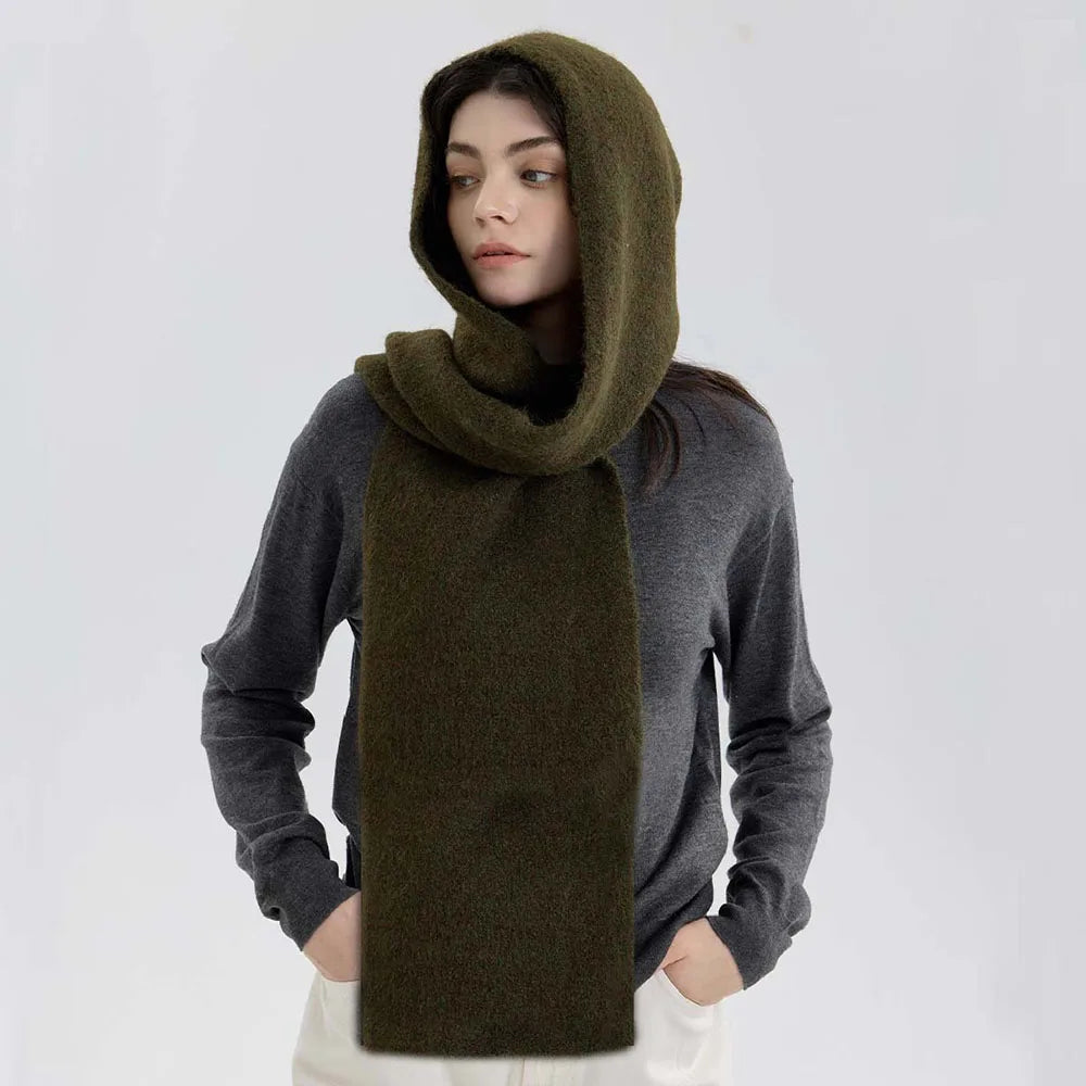 Balaclava Beanie Scarf Set Wool Warm One-Piece Hat Scarf
