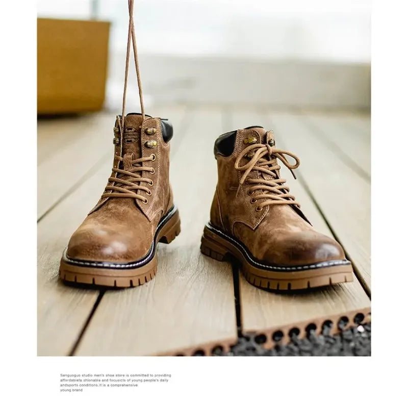 Men's high top boots outdoor work shoes anti slip and comfortable yellow boots