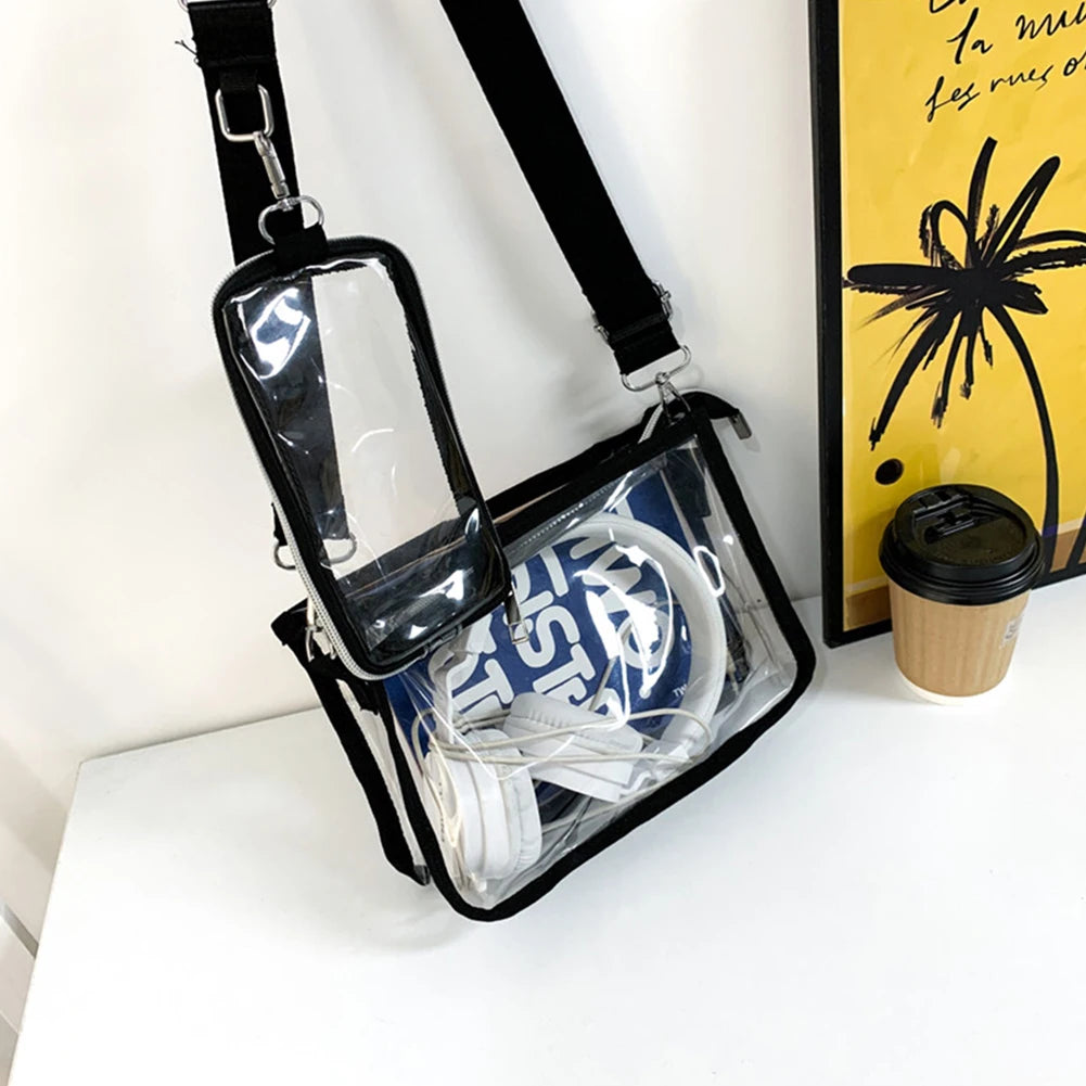 Women Crossbody Bag Casual Clear Clutches Zip Closure Travel Bag