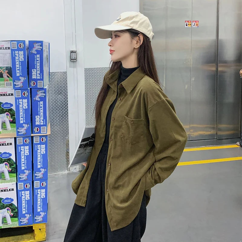 Women' Long Sleeve Shirt  Lapel Shirts Basic Solid Color