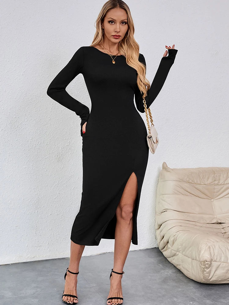 Fashion Drawstring Long Sleeve Dress