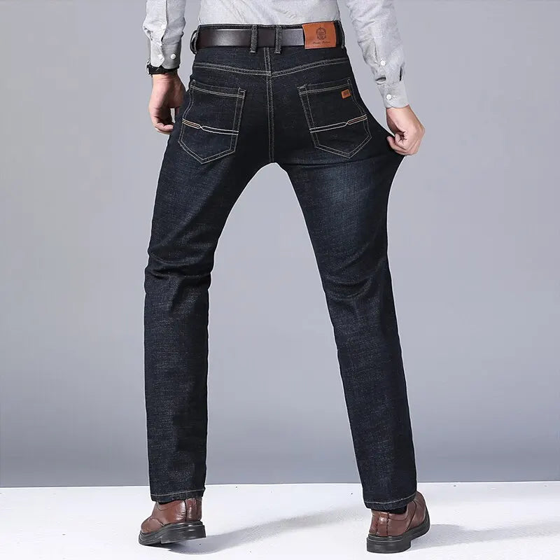 Men Classic Jeans  SOveroft Black Biker Denim
