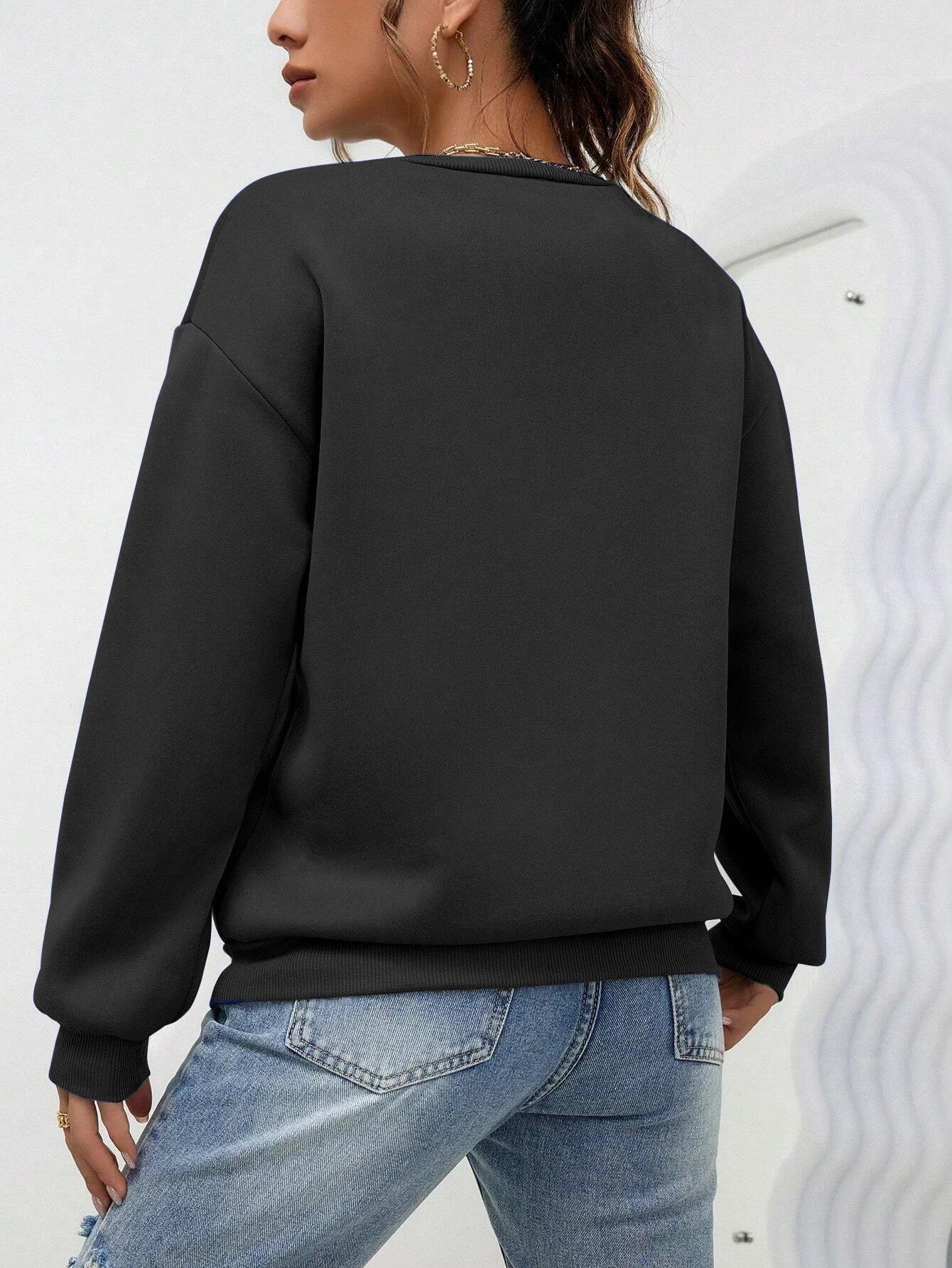 Woman Sweatshirt Casual Solid Color All-Match Clothing