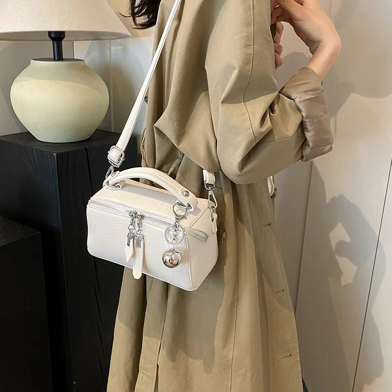 Fashion Tote Bag for Women Retro Simple Boston Bag Small Square Shoulder Bag Crossbody Purse