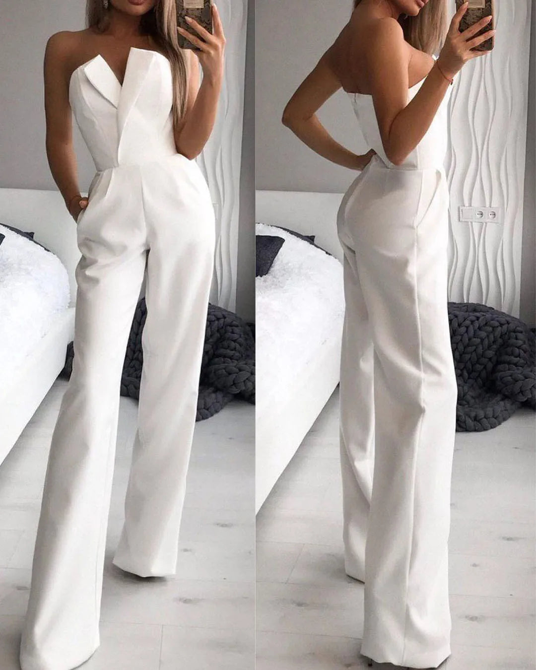Female Jumpsuit Sleeveless New Slanted Collar