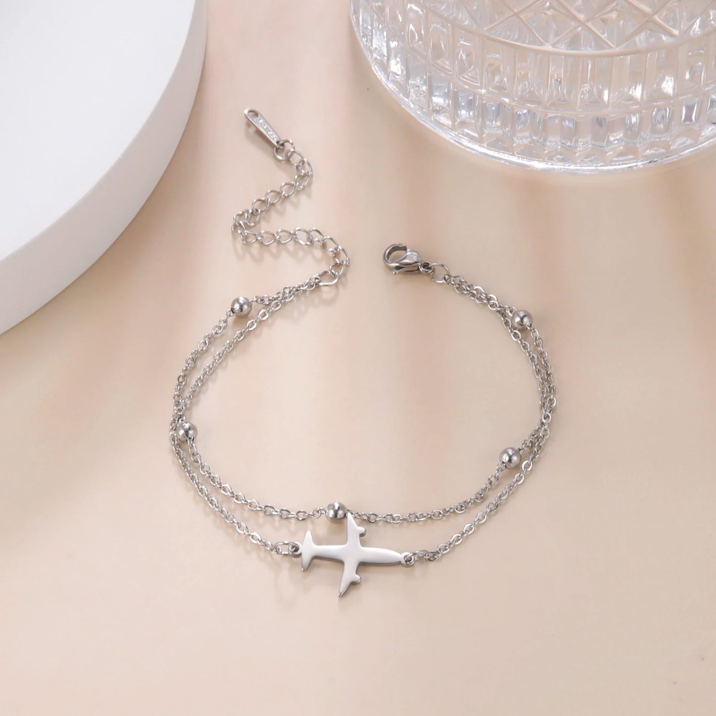 Cross Pendant Bracelets Stainless Steel Double Layer Chain